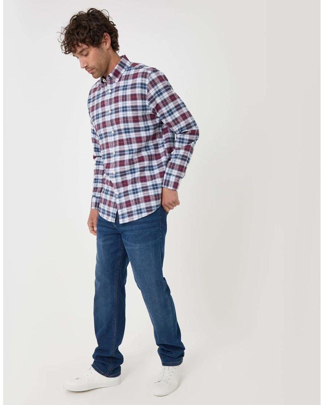Threadbare Blue Regular Fit Cotton Oxford Shirt for men