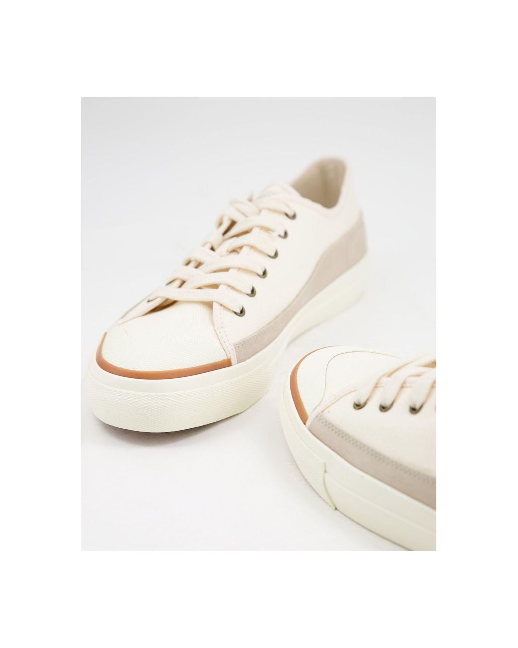 Square Suede Mix Trainer With Red Tab 