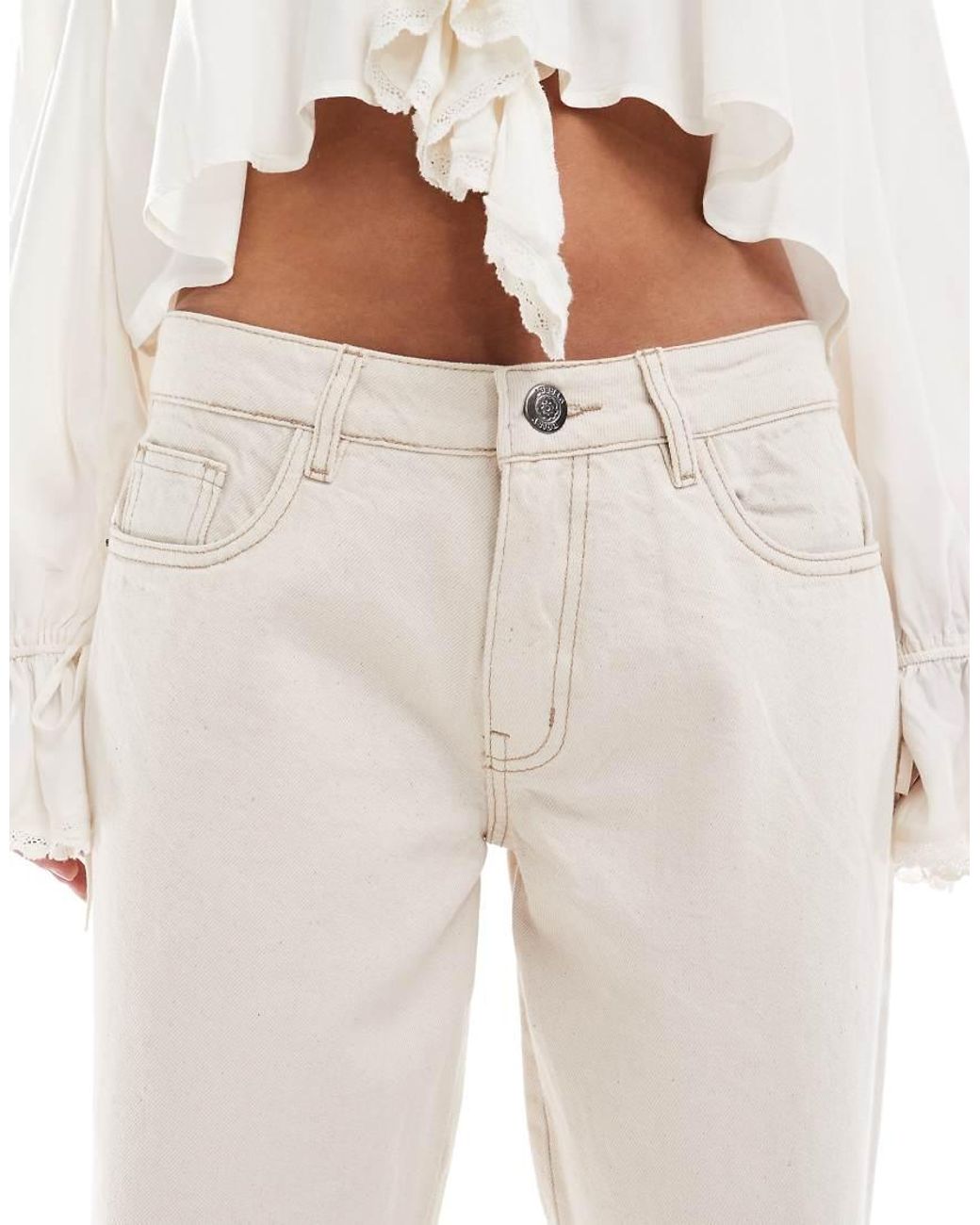 Daisy Street White Low Rise Boyfriend Jeans