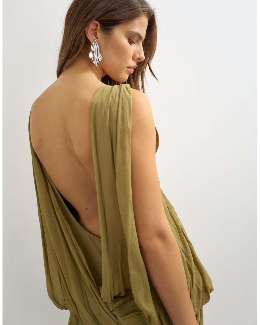 TOPSHOP Green Open Back Lace Applique Embellished Mini Dress
