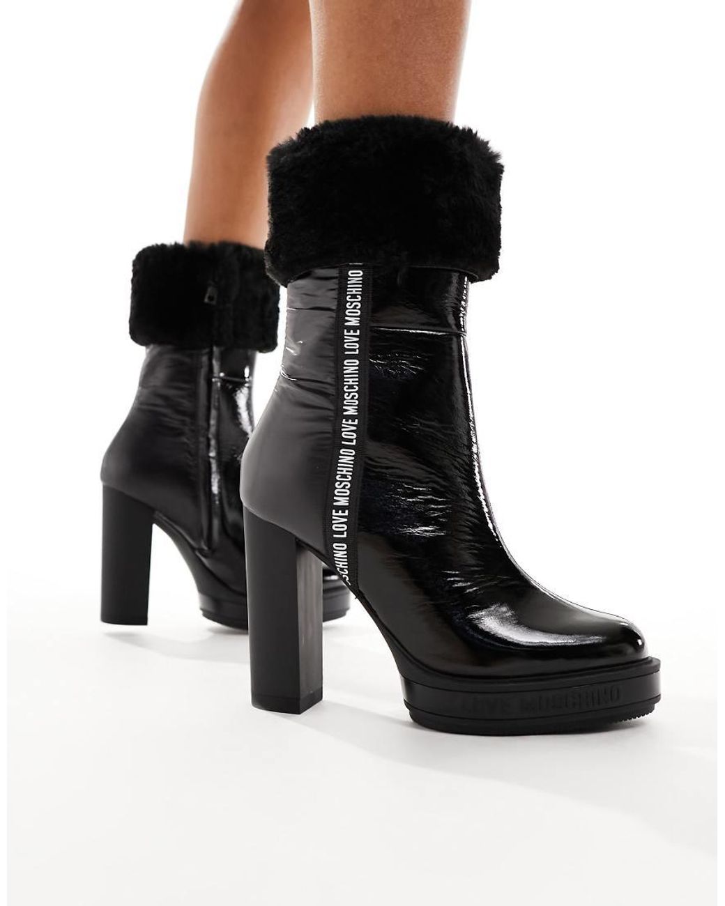 Love Moschino High Heel Ankle Boots in White Lyst UK