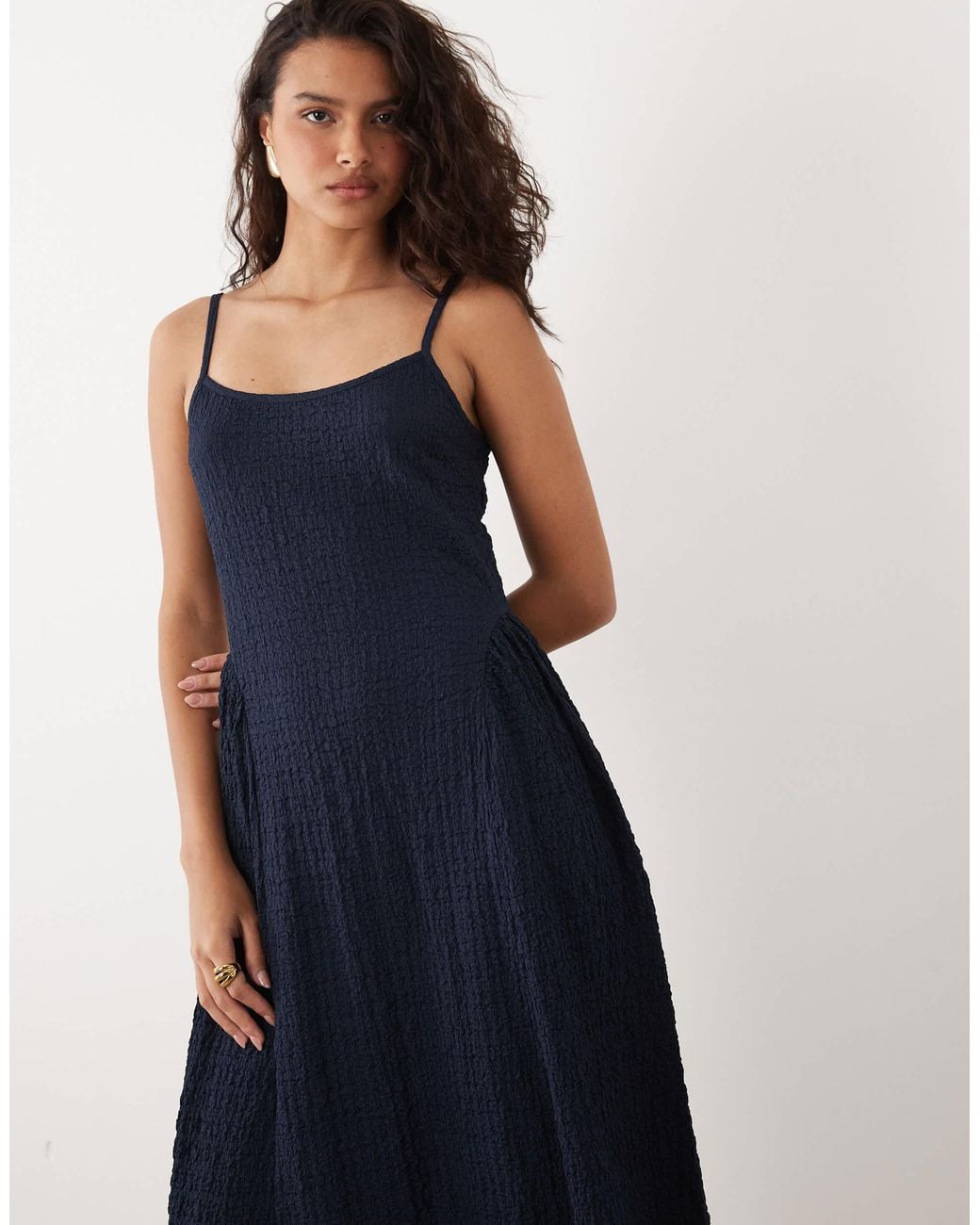 waist detail jersey midi dress Vila Jacquard Cami With Details in Blue sister set