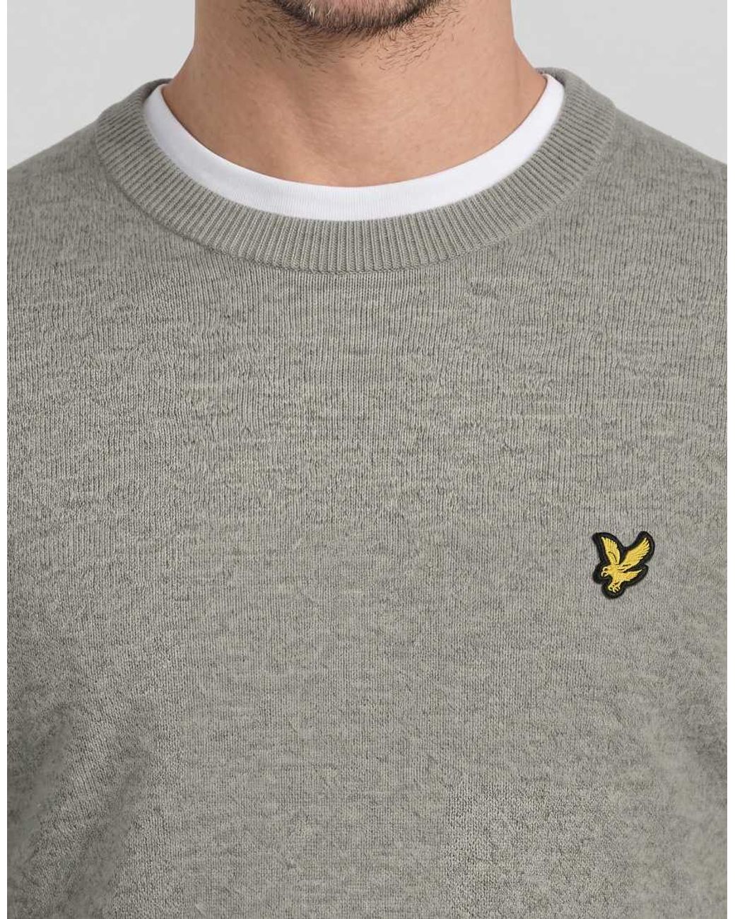 Lyle & Scott Gray Mid Knits Lambswool Blend Crew Neck Jumper for men