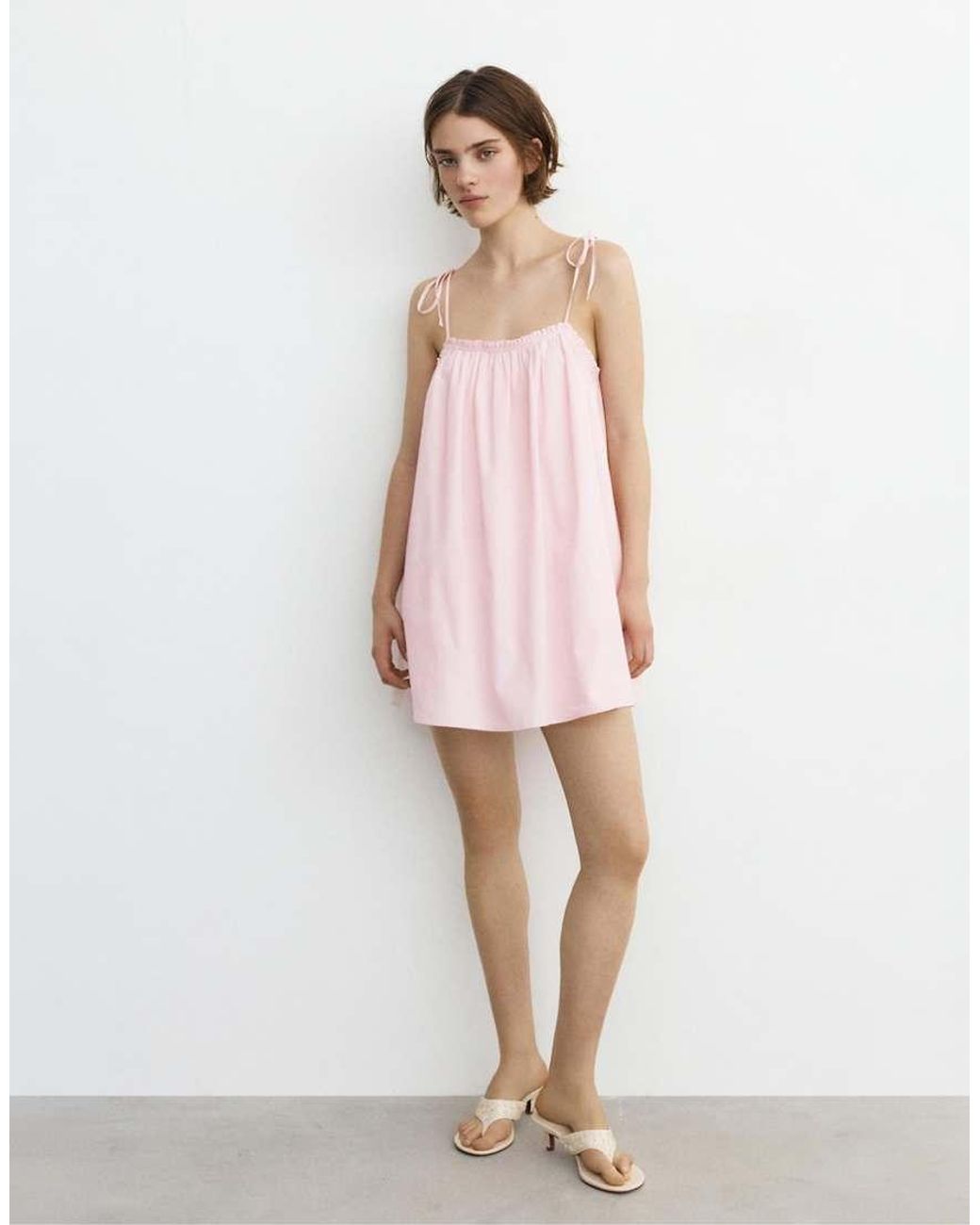Pull&Bear Pink Short Strappy Ruffle Dress