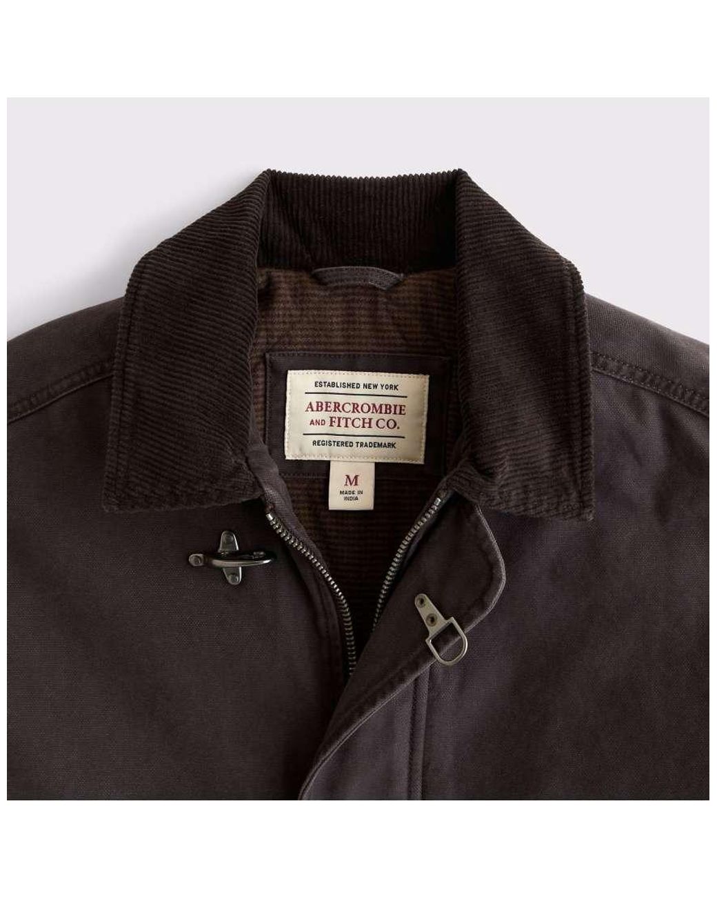 Abercrombie & Fitch Brown Canvas Fireman Clasp Jacket for men