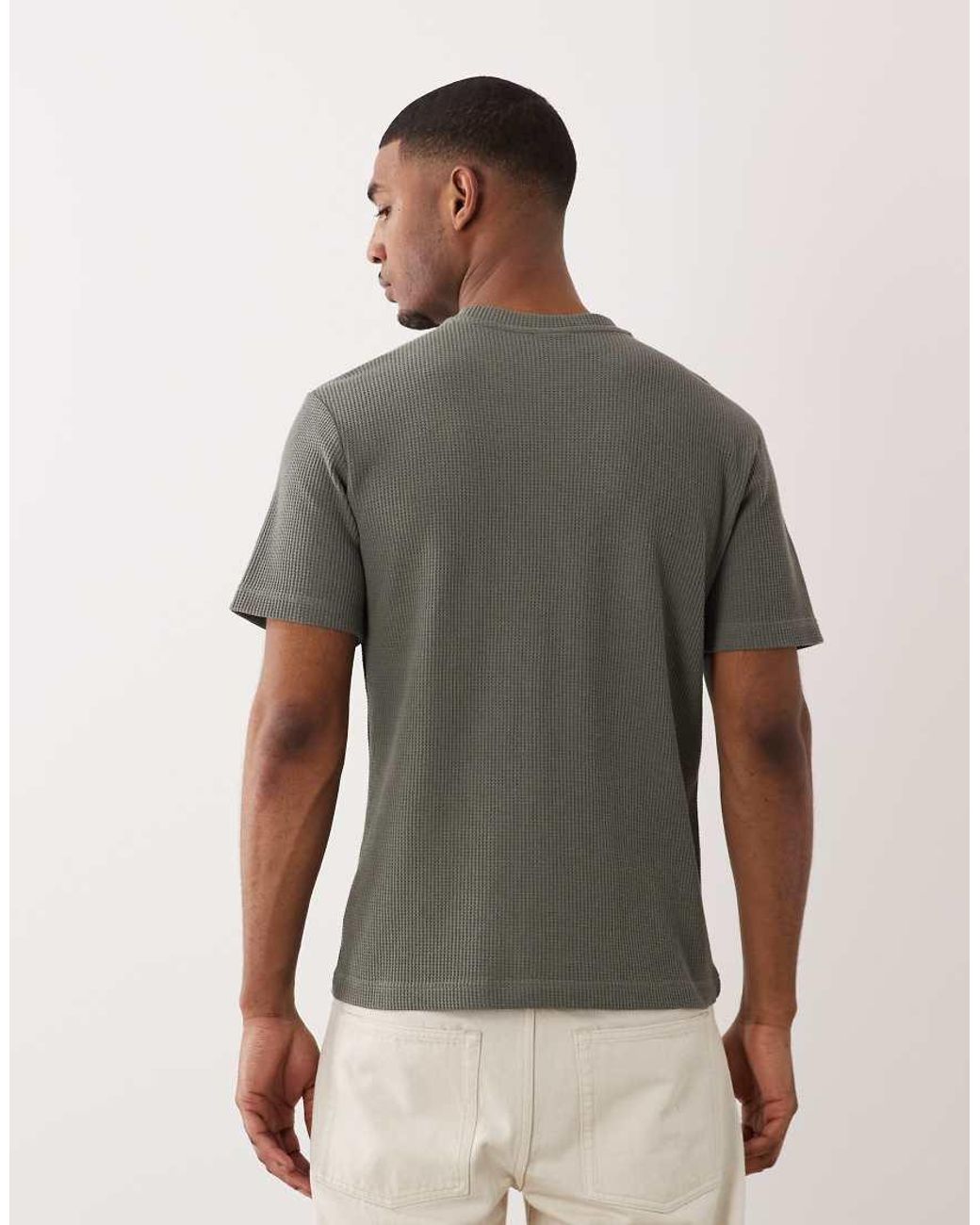 Only & Sons Green Relaxed Fit Waffle T-shirt for men