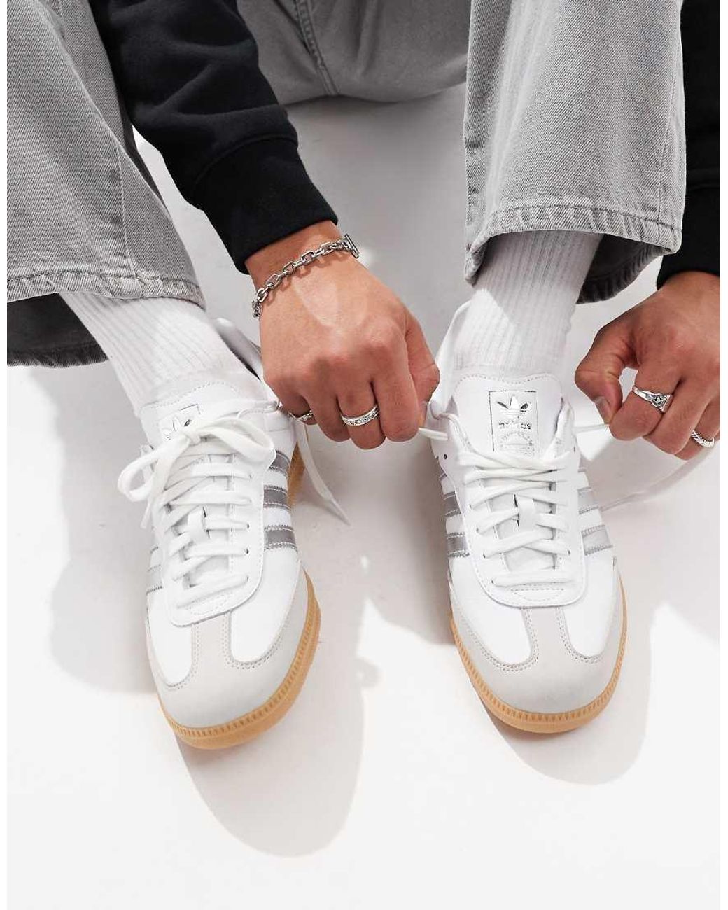 adidas gazelle silver green womens adidas Samba OG Shoes - Men's - White / Grey Two / White main image 1