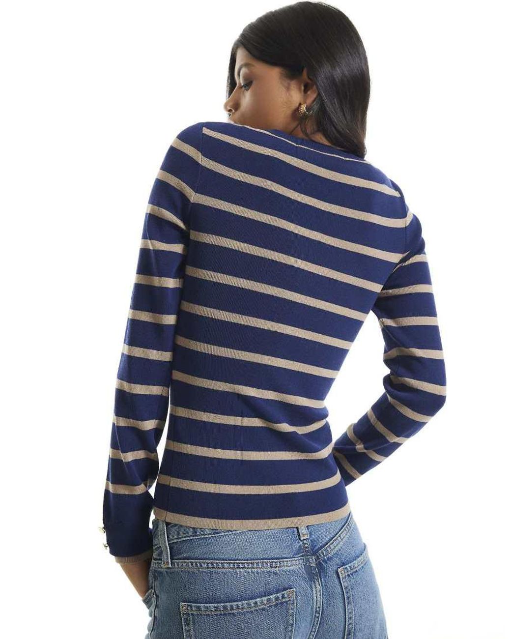 River Island Blue Ribbed Knit Layered Cuff Top