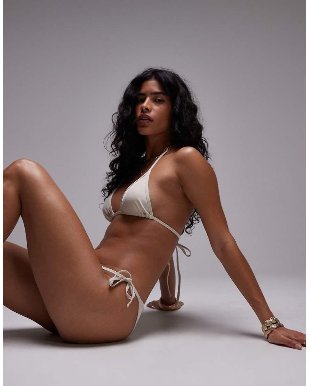 House Of Sunny Brown Shimmer High-Leg Bikini Set