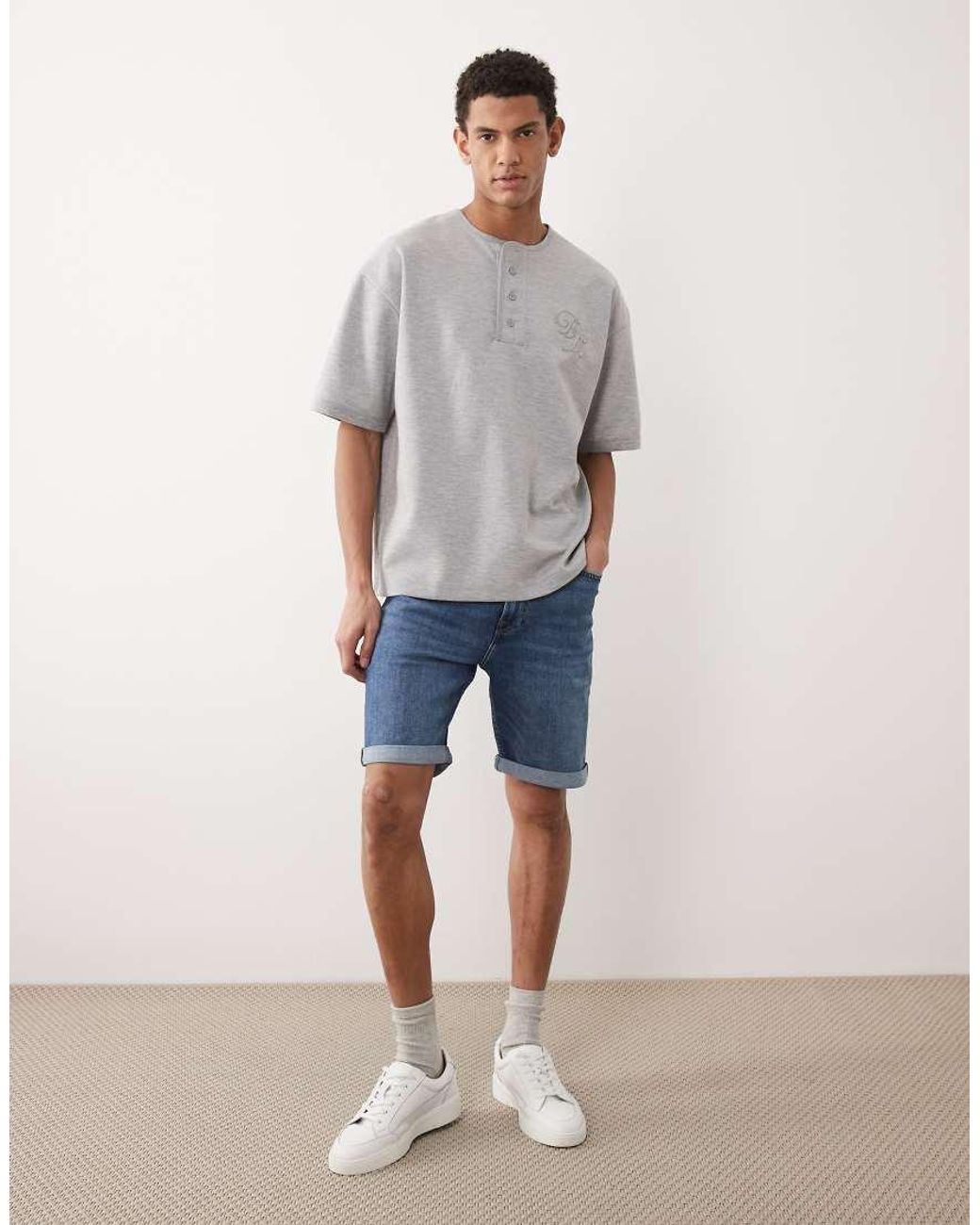 Calvin Klein Blue Slim Denim Shorts for men