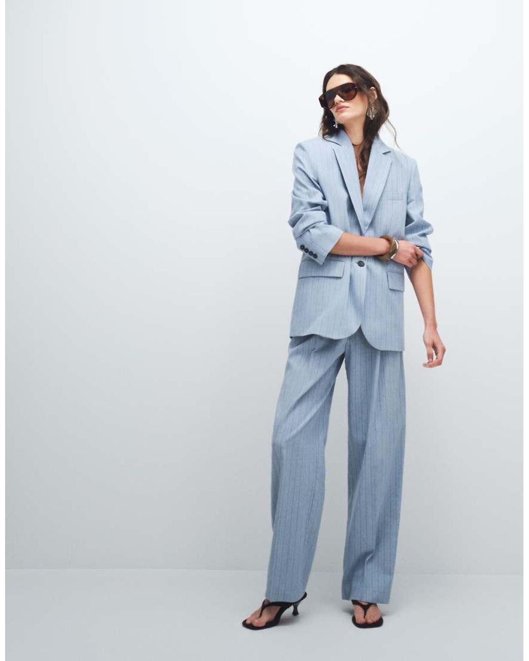 Mango Blue Pedro Tailored Straight Trouser Co-ord