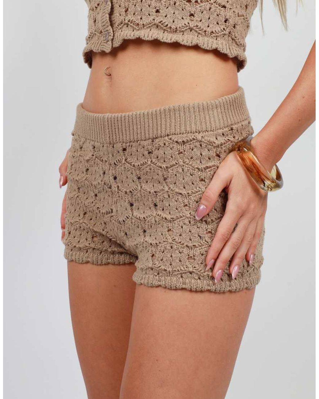SIMMI Blue Crochet Knit Mini Shorts