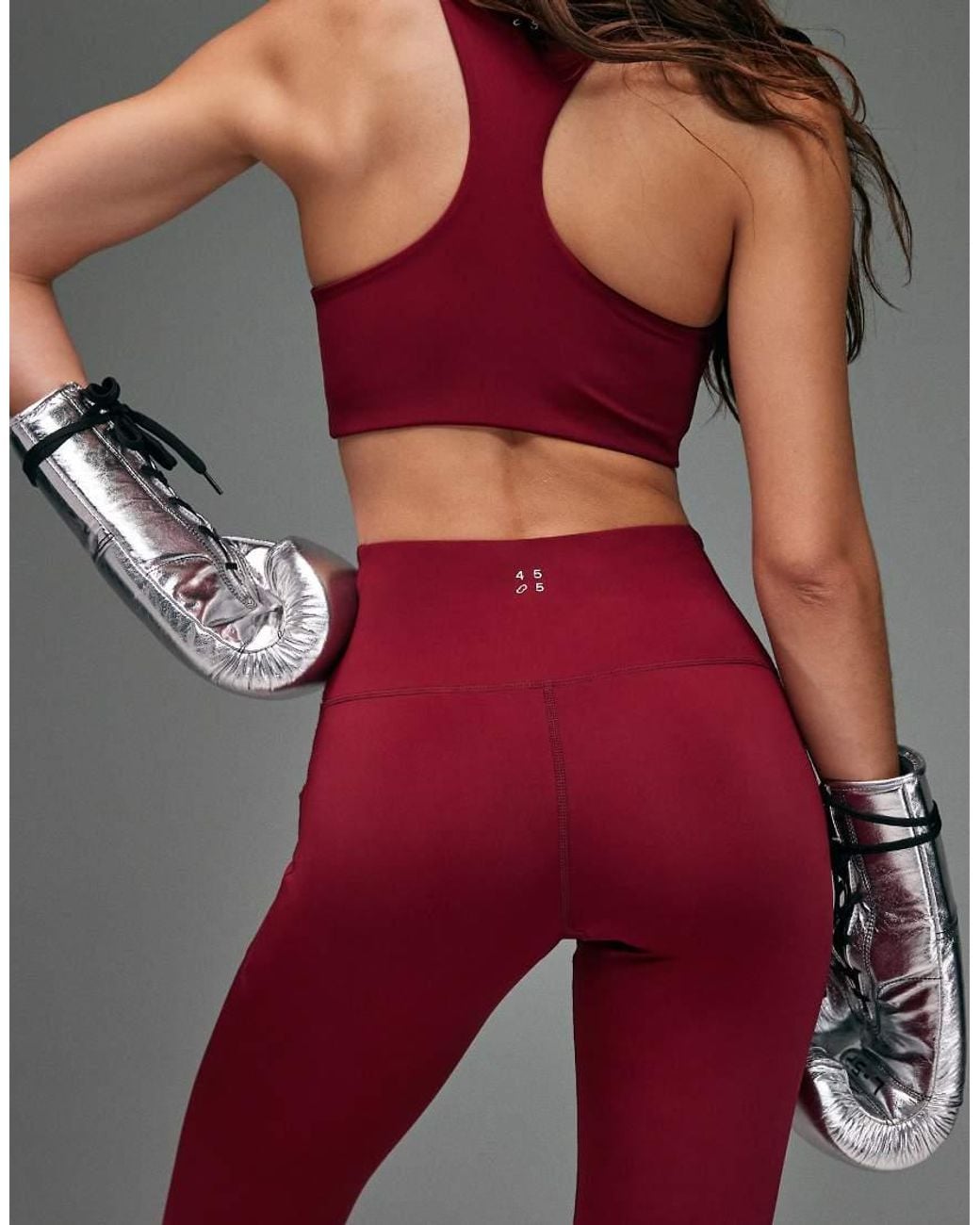 4505 Red Active Waist Snatching High Rise Gym Legging