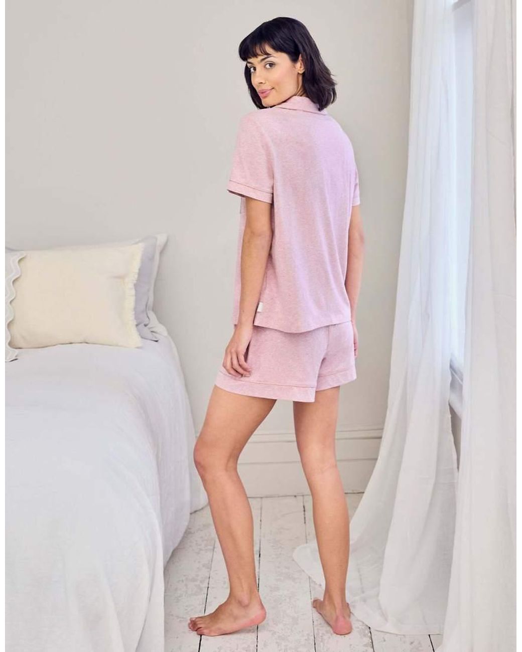 Chelsea Peers Pink Cotton Scallop Edge Long Pyjama Set