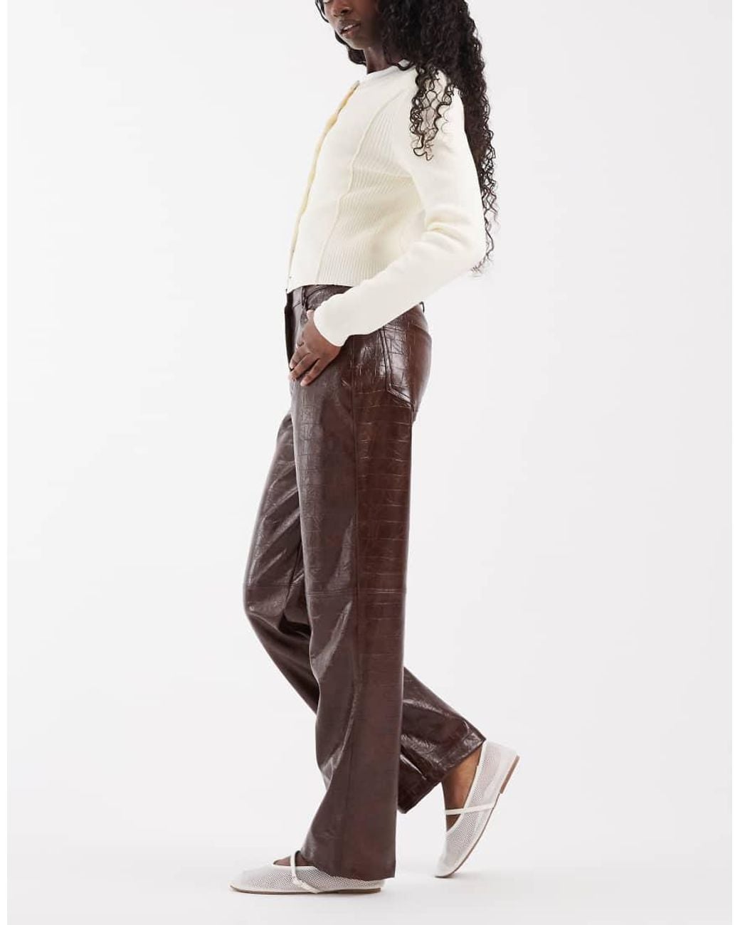 ASOS White Faux Leather Slim Straight Leg Trousers