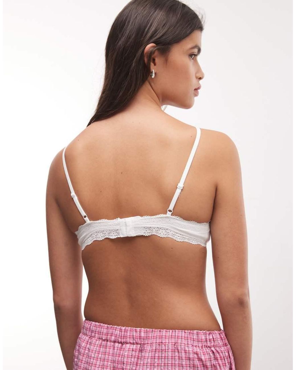Cotton On White Cotton Lace Triangle Padded Bralette