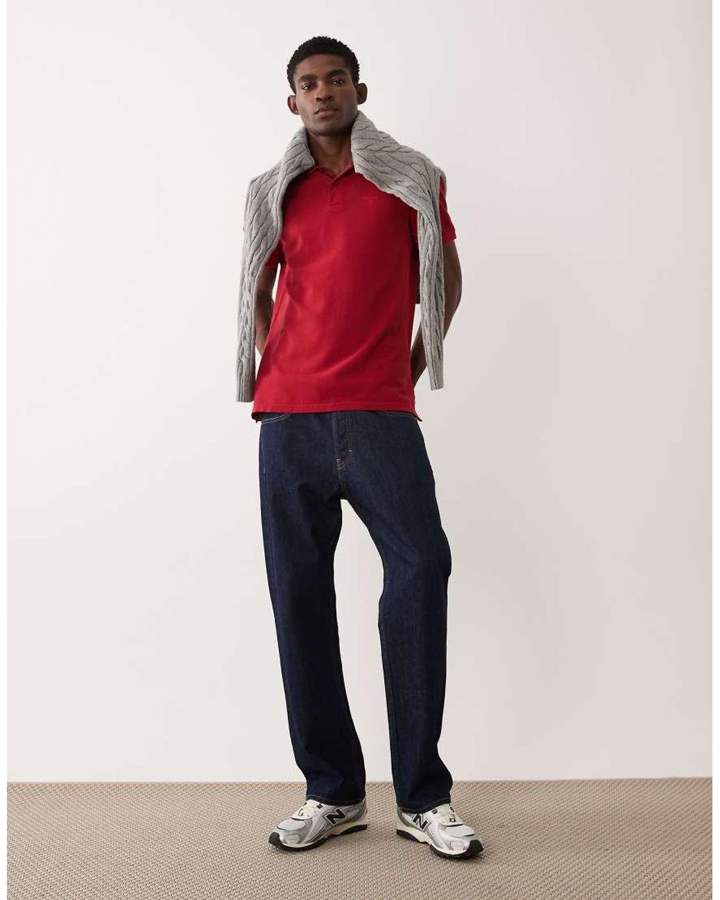 Barbour Red Short Sleeved Tailo Fit Pique Logo Polo Shirt for men
