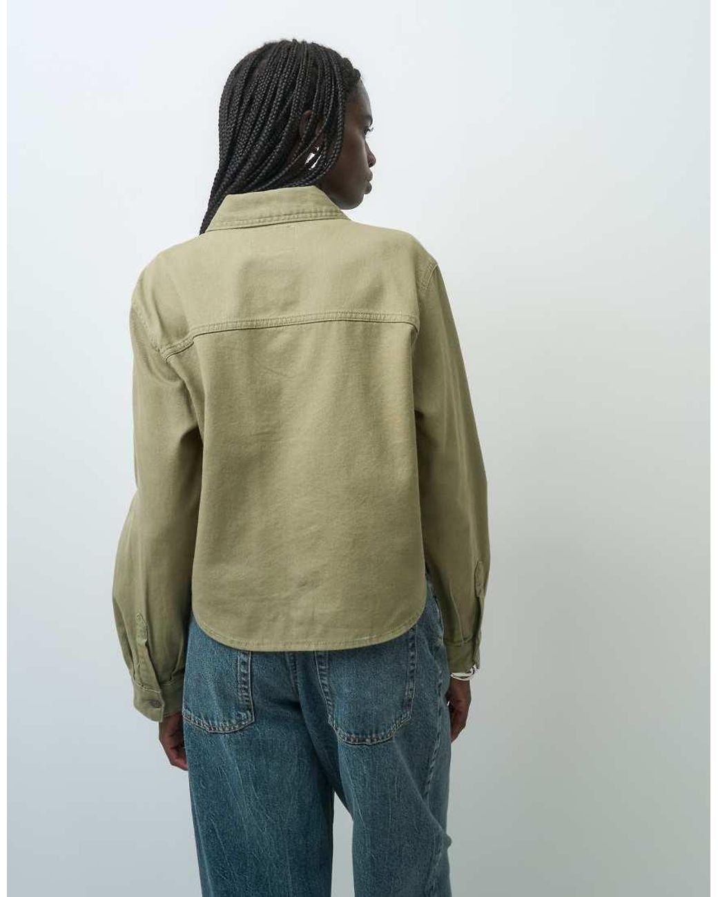 ONLY Green Cotton Shacket With Pocket Detail