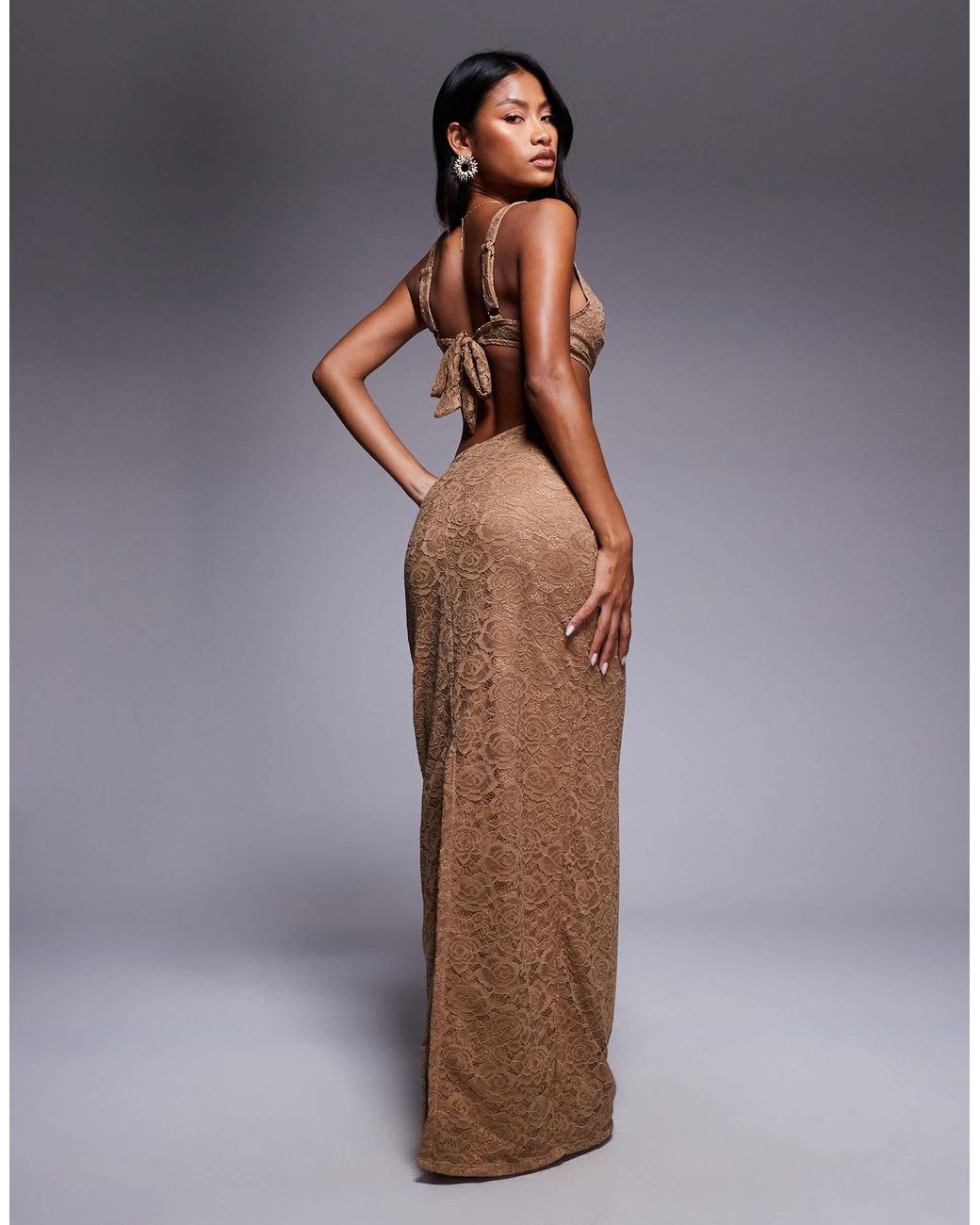 South Beach Lace Cut Out Maxi Beach Dress in Natural | Lyst