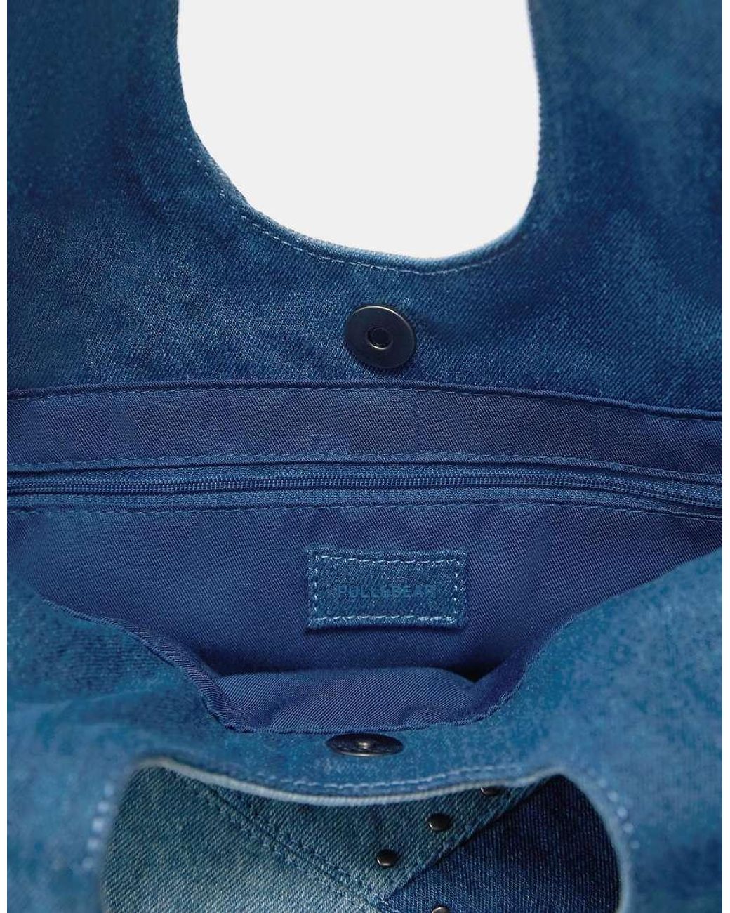 Pull&Bear Blue Patchwork Denim Shopper