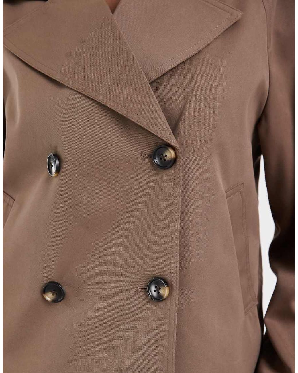 Pieces Brown Short Trench Coat