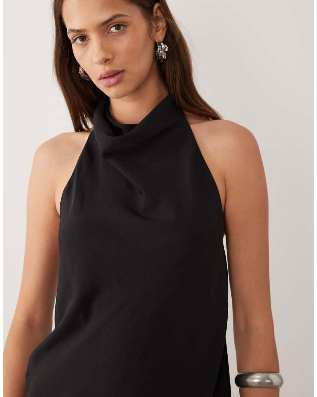 Mango Black Cowl Neck Sleeveless Top