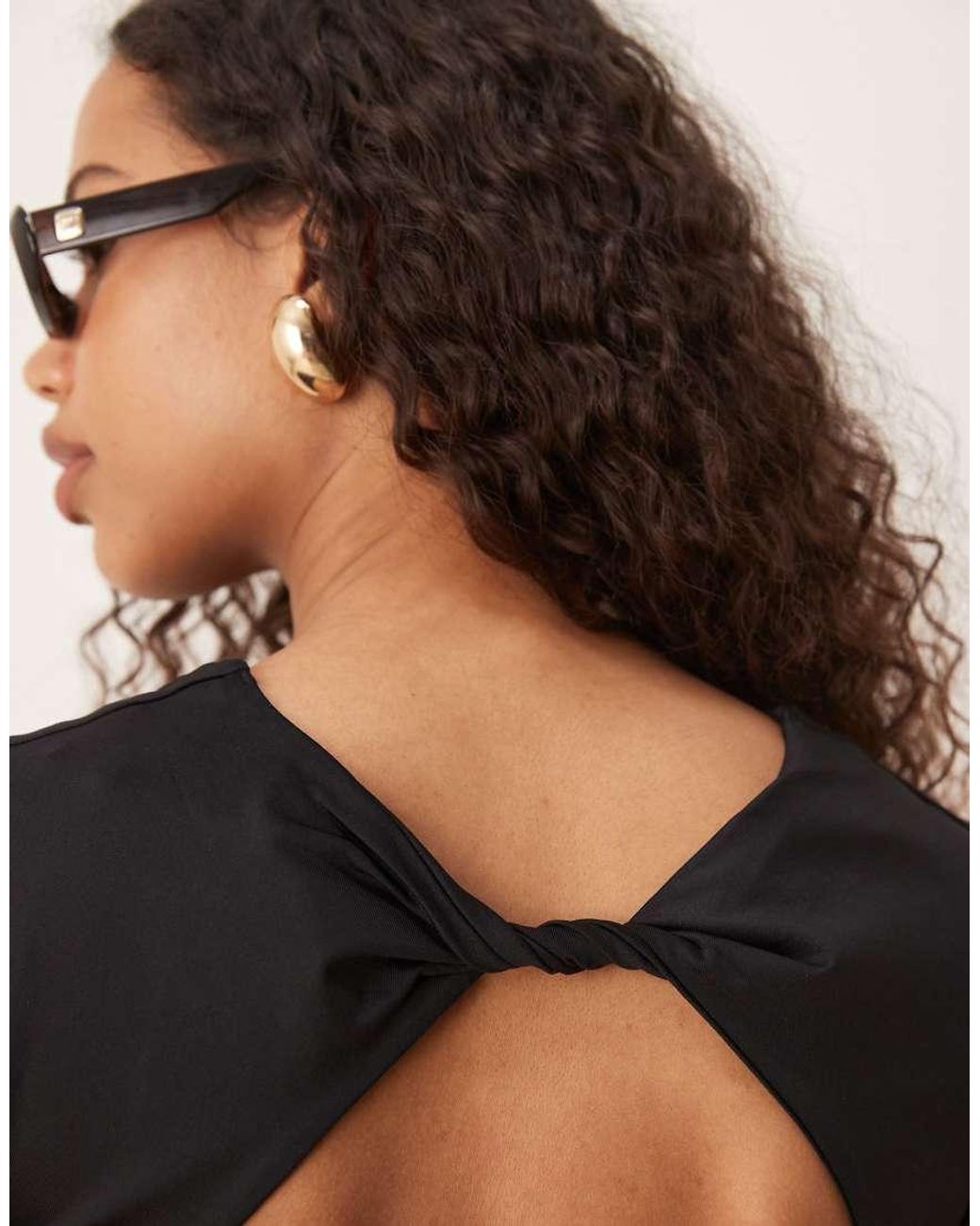 Gina Tricot Black Short Sleeve Open Back Top