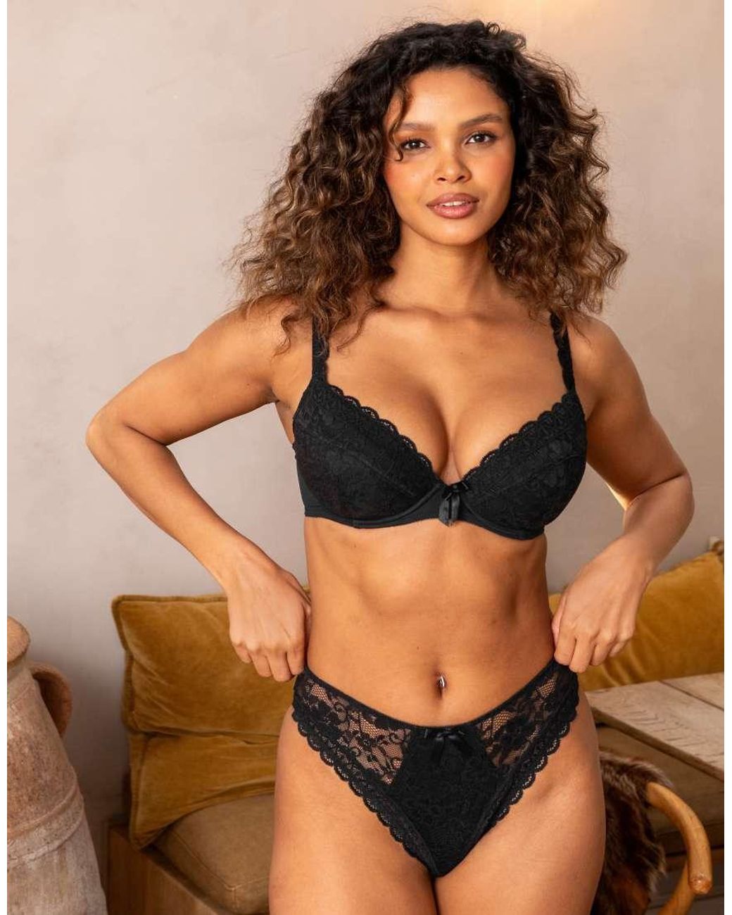 Pour Moi Black Rebel Padded Plunge Bra