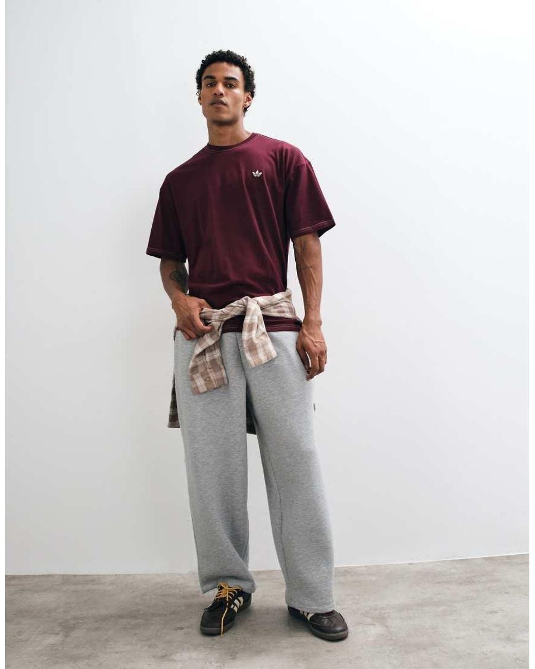 Adidas Originals Purple Trefoil Essentials Contrast Stitch T-Shirt for men