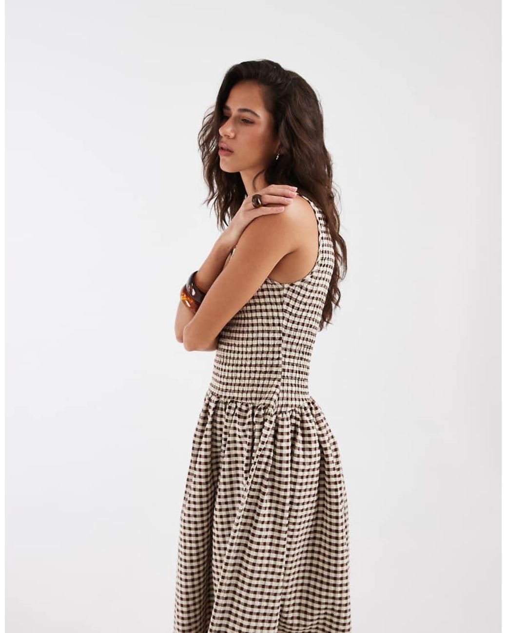 ASOS White Shirred Maxi Dress
