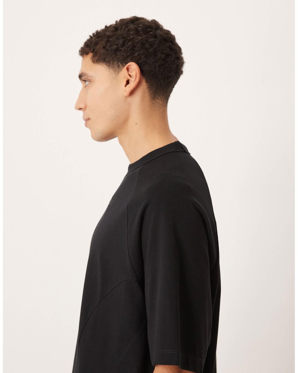 ASOS Black Heavyweight Oversized T-shirt With Panels And Chest Embroidery for men