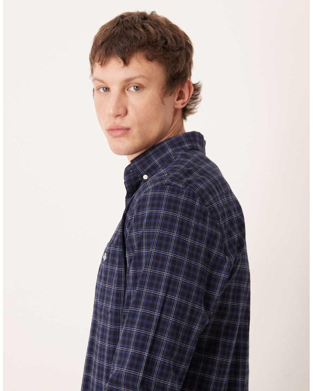 Gant Blue Classic Regular Fit Smart Poplin Checked Shirt for men