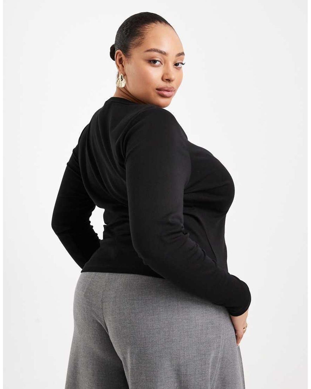 ONLY Black V-Neck Long Sleeve Top