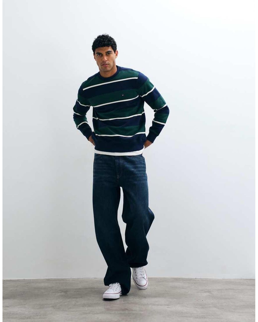 Tommy Hilfiger Blue Flag Logo Crewneck Sweatshirt for men