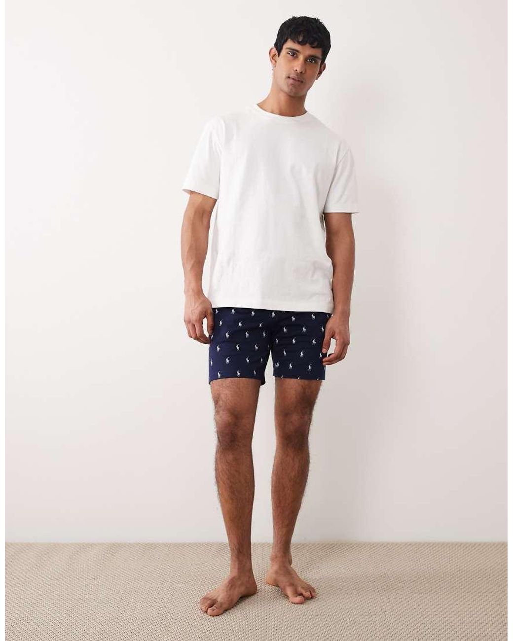 Polo Ralph Lauren White All Over Icon Logo Jersey Short for men
