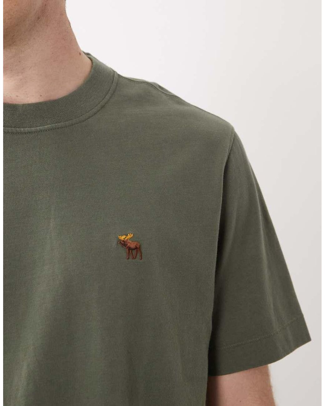 Abercrombie & Fitch Green Icon Logo Premium Heavyweight T-shirt for men