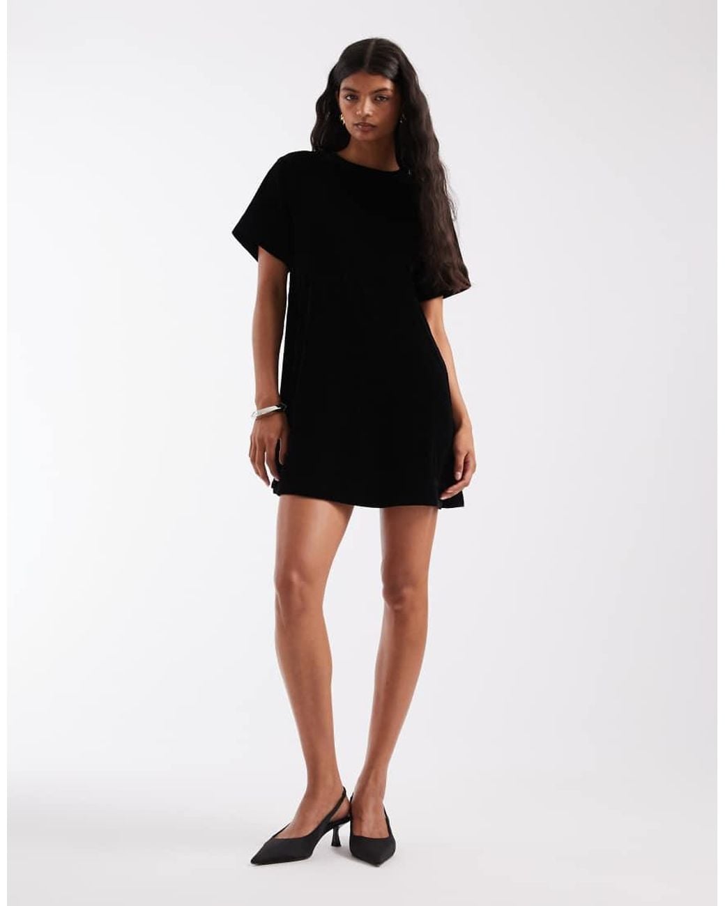 ASOS Black Mini Velvet T Shirt Dress