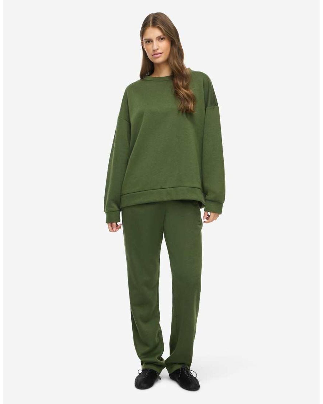 Noisy May Green Bloom Ribbed Loose Fit Crew Neck Sweatshirt