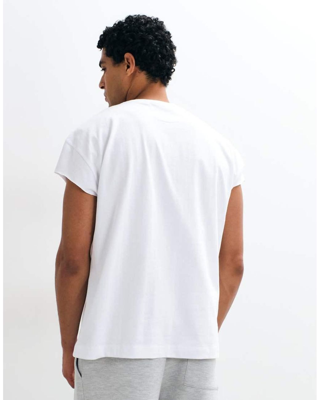 ASOS White Heavyweight Oversized T-shirt With Raw Cap Sleeves for men