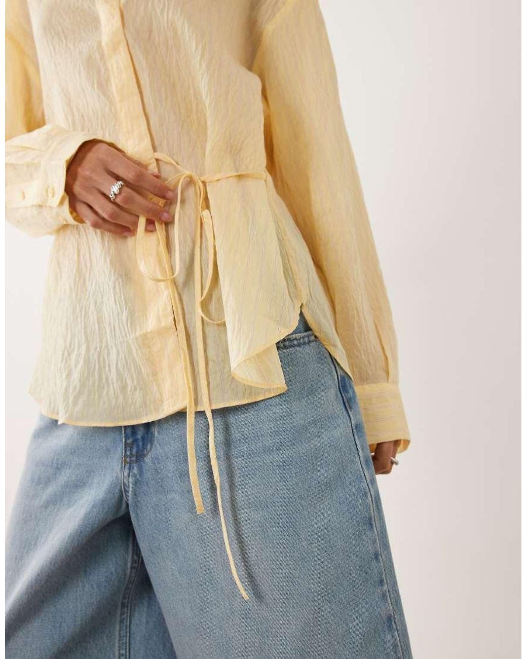 Mango Natural Tie Waist Shirt