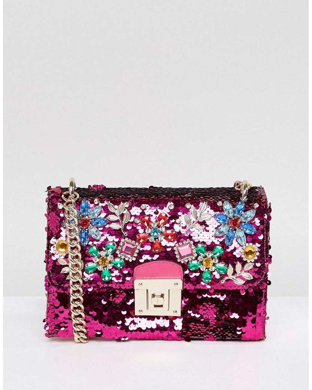 Leah Clutch Bag In Pink Sequin – St Frock