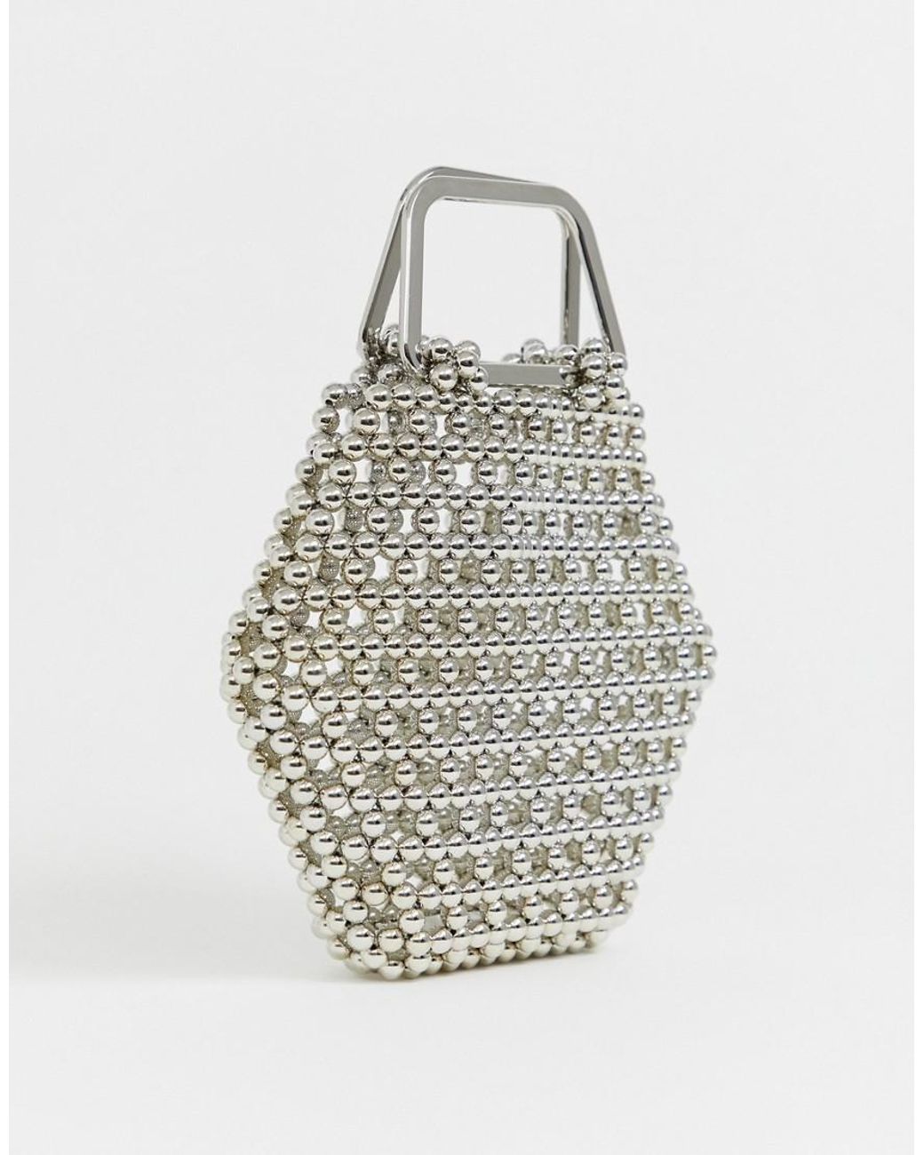 ASOS Hexagon Bead Bag in Metallic | Lyst