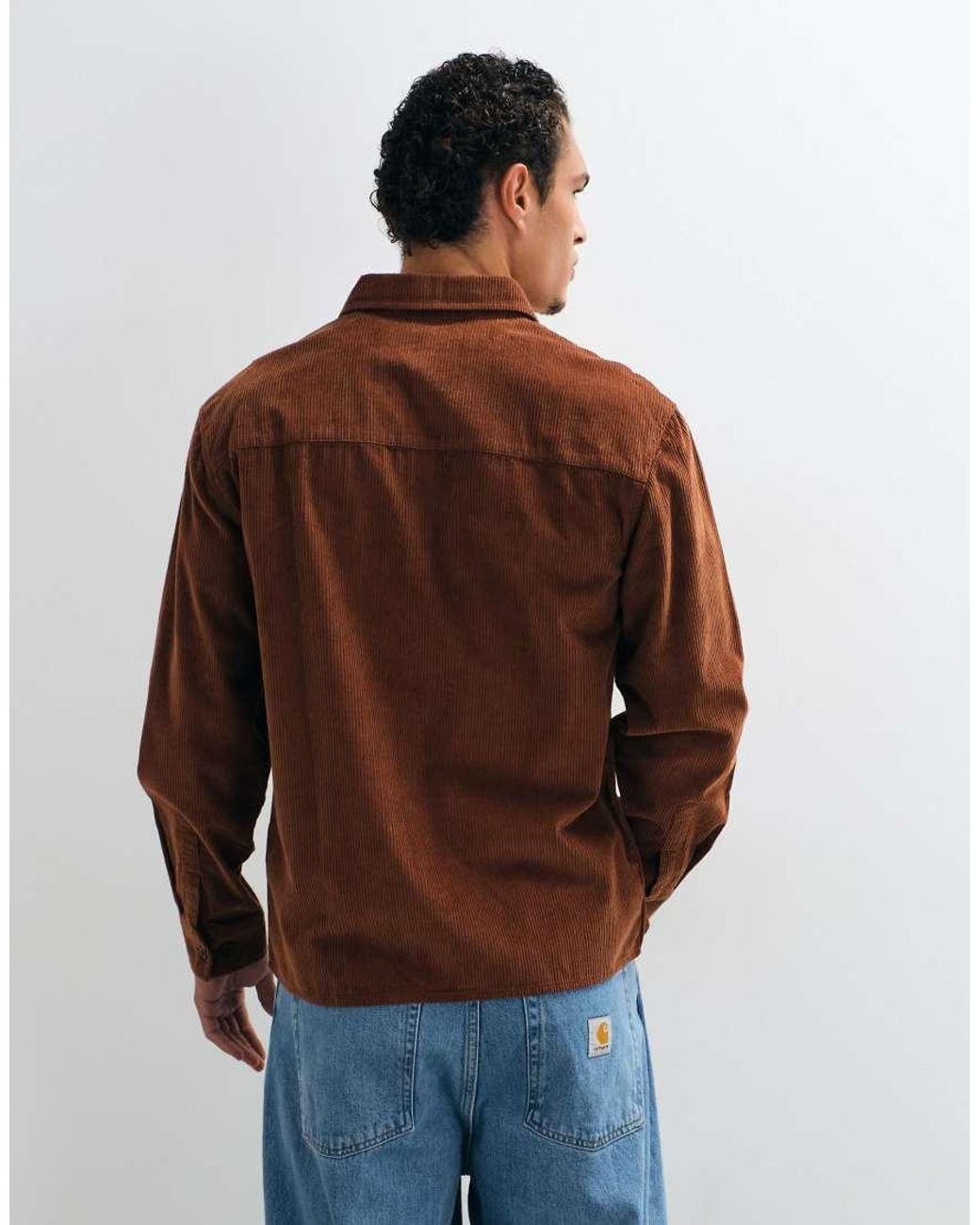ASOS Blue Cord Overshirt With Badge for men