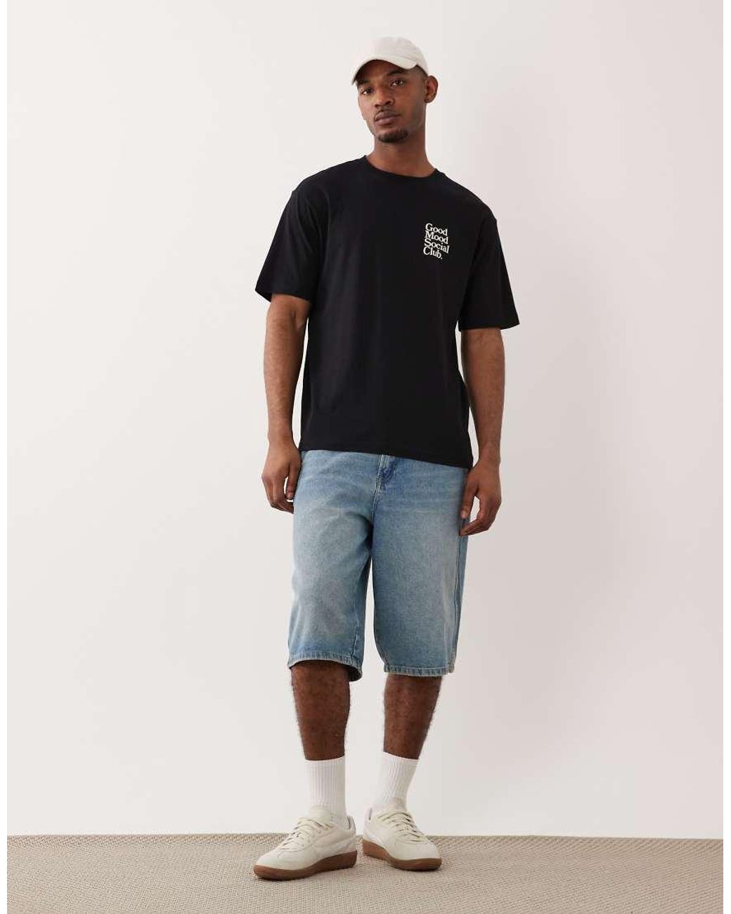 Only & Sons Black Oversized T-shirt With Cocktail Back Print for men