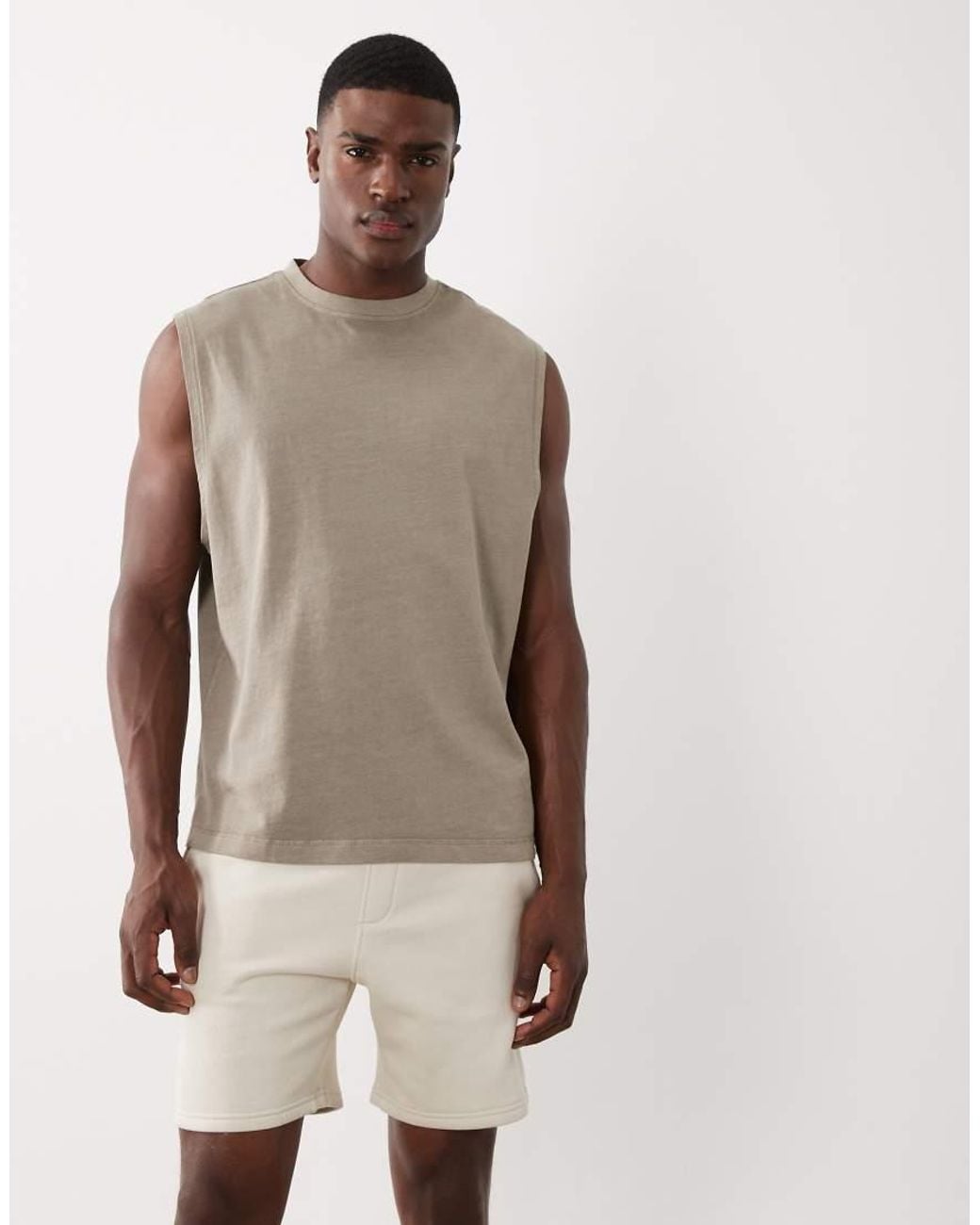 ASOS Natural Essentials Slim Mid Length Jersey Shorts for men