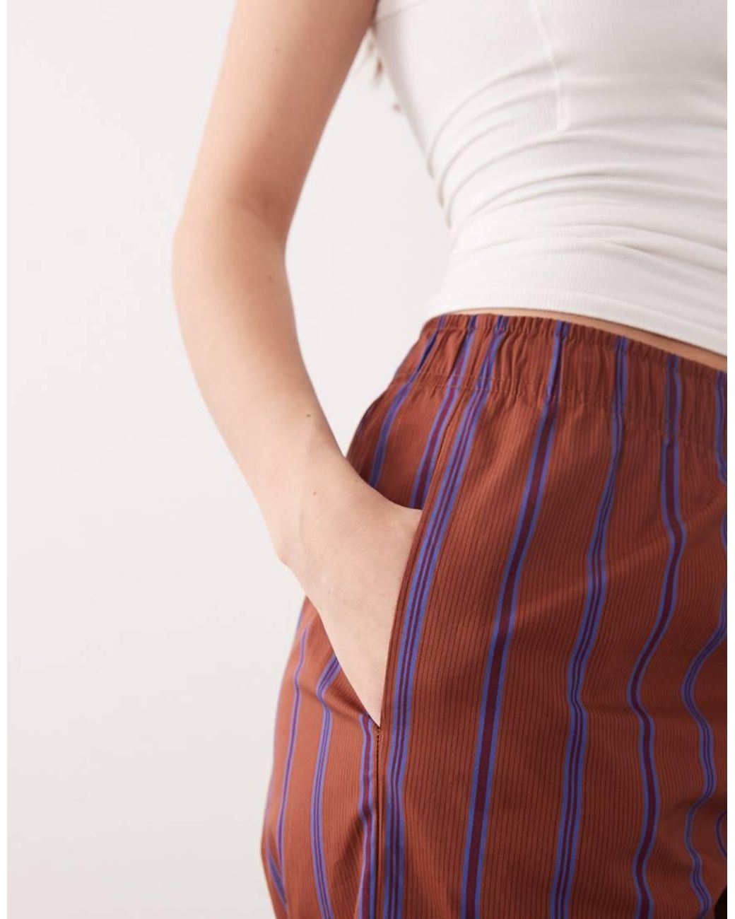 Mango Blue 100% Cotton Utility Straight Tie Waist Trouser