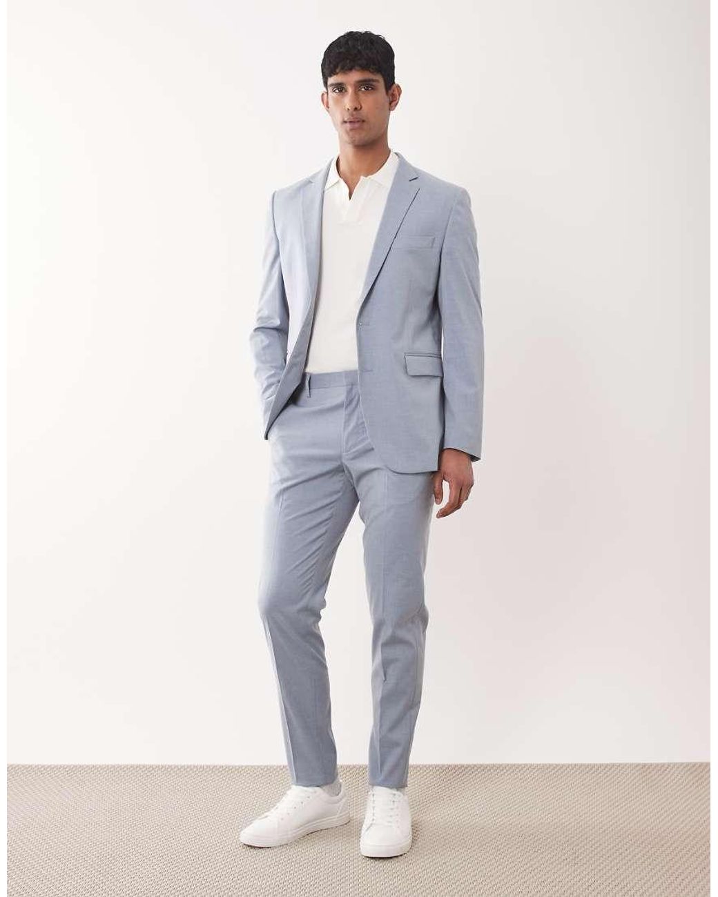 Mango Blue Paris Super Slim Fit Suit Blazer for men