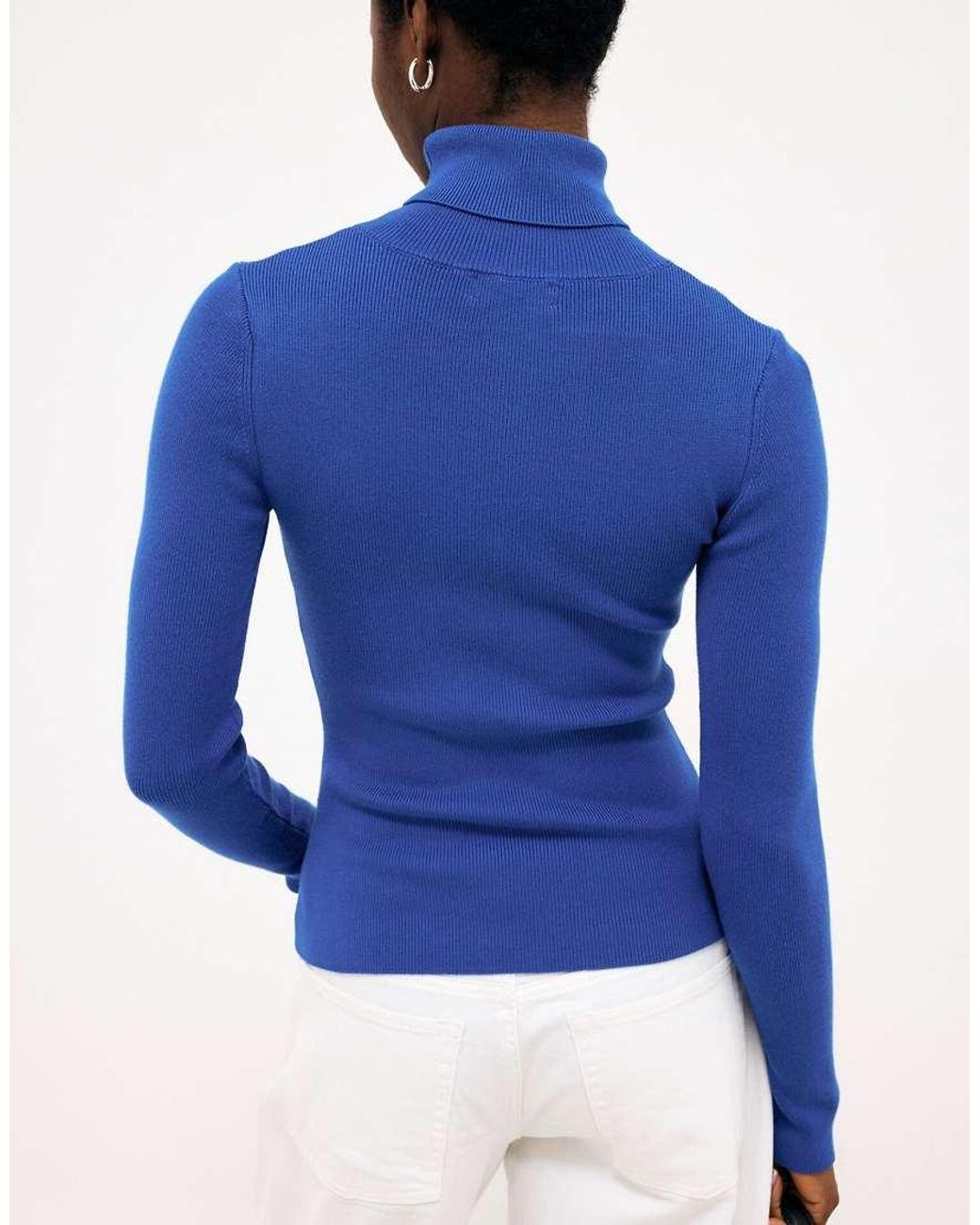 NA-KD Blue Long Sleeve Turtleneck Ribbed Knitted Top