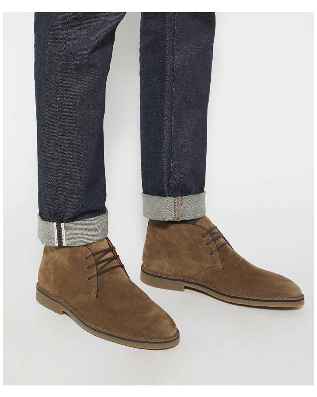 Dune Brown Cashed Chukka Boots for men
