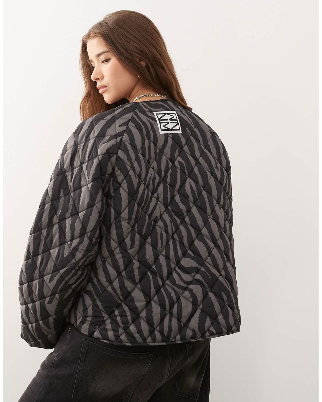 Noisy May Brown Quilted Zebra Jacket